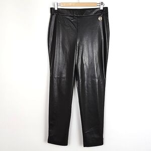 Michael Kors Women's Black Faux Leather Skinny Pull On Pants Stretch Size Medium